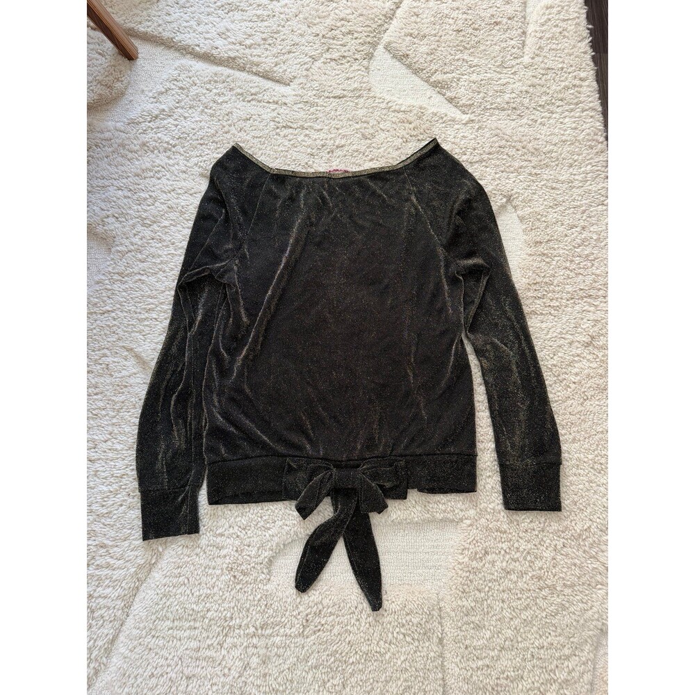 Vintage Y2K Fornarina Made in Italy Black Gold Shimmer Tie-Back Top - Size L